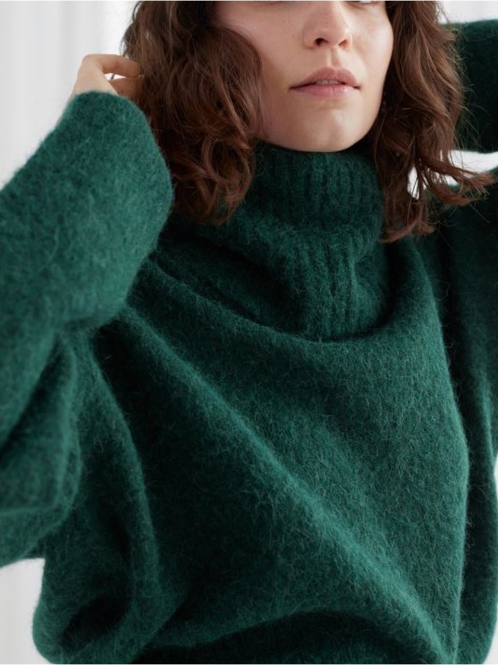 & other stories oversized wool blend sweater, pine green, s